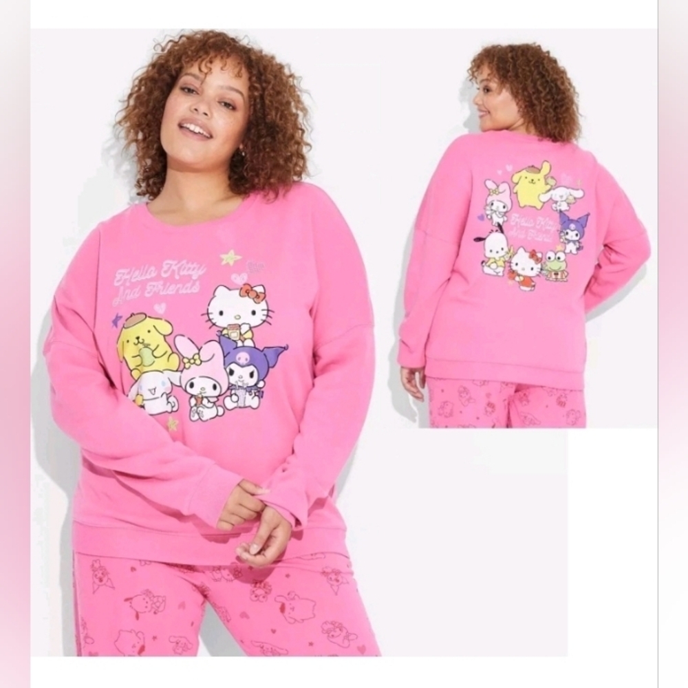 Hello Kitty and Friends Cozy Graphic Sweatshirt Pink Women's Size XXL PTP 24